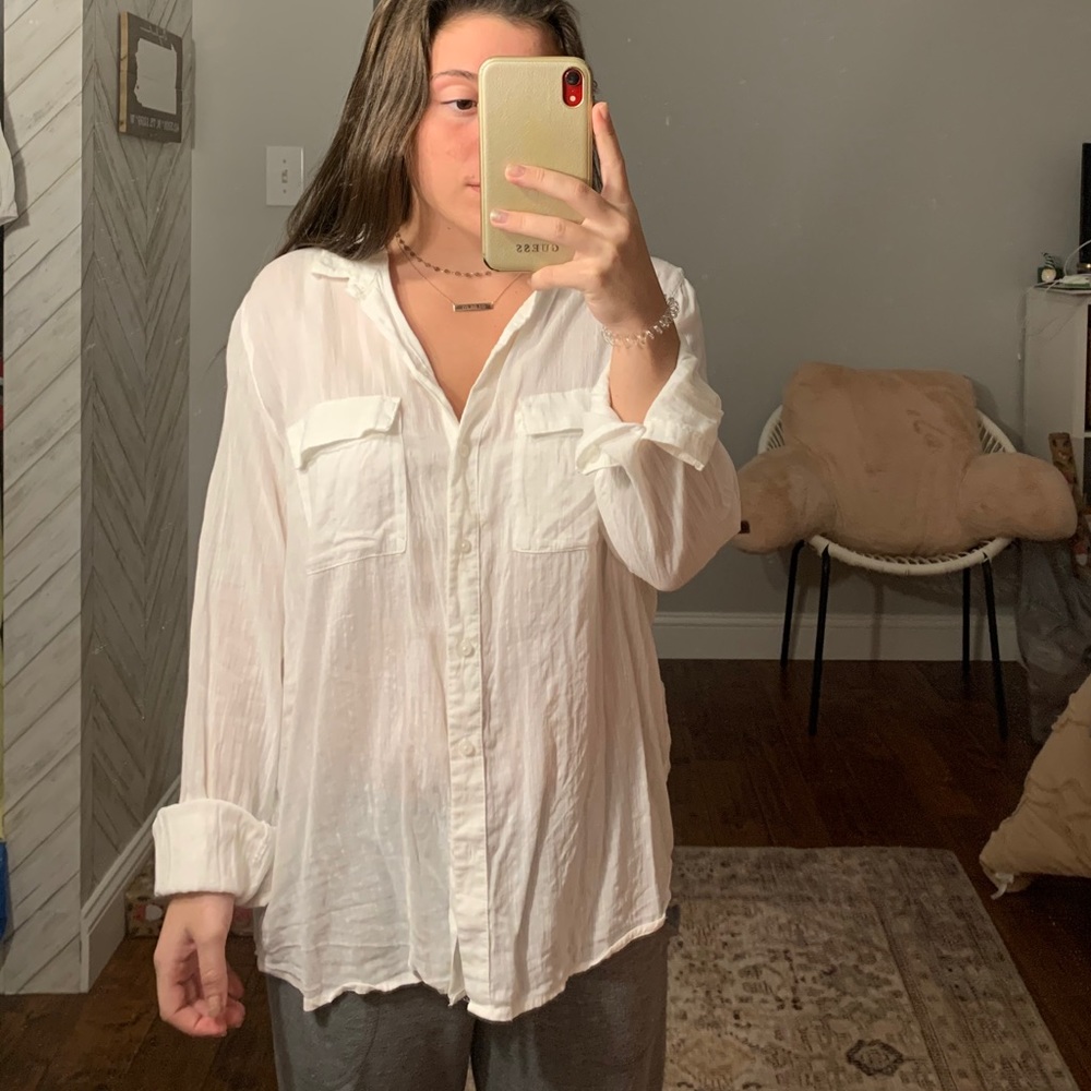 White Button Up Top